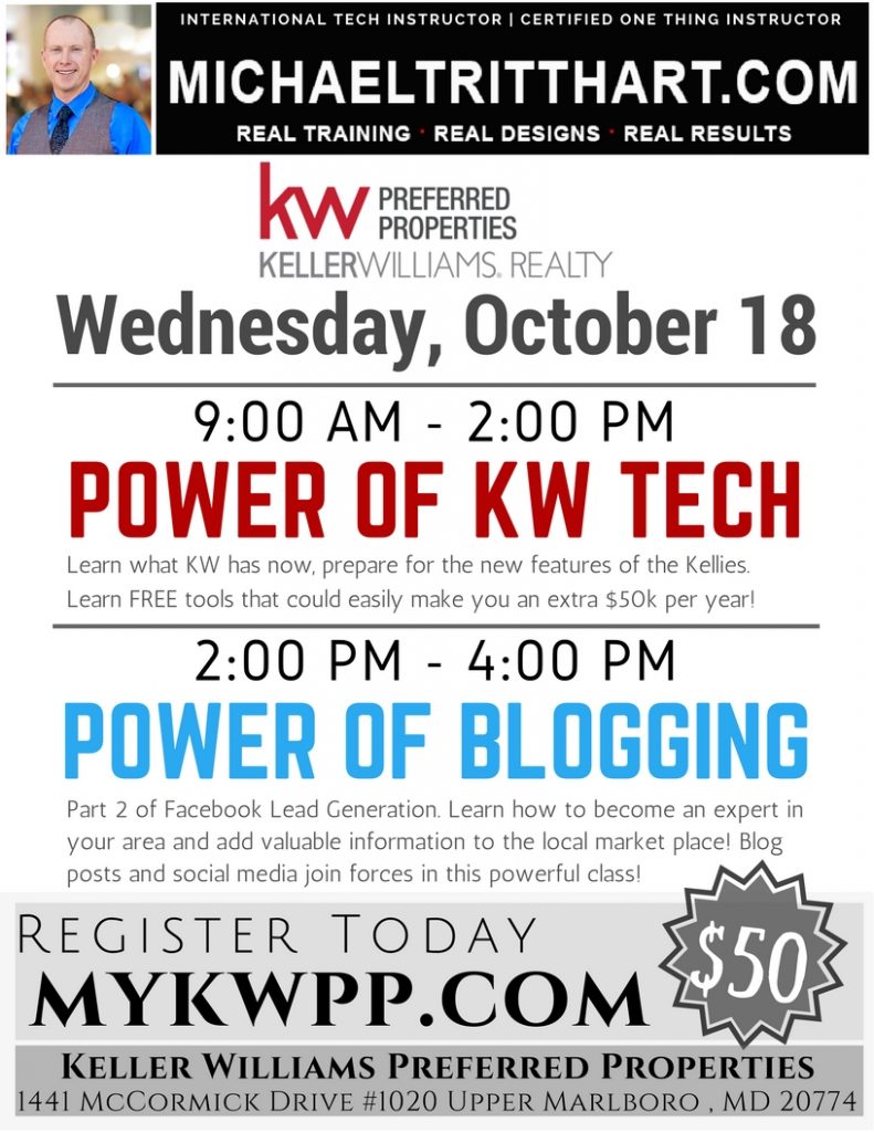 KW Preferred Properties | 10/18/17 | Power of KW Tech & Blogging