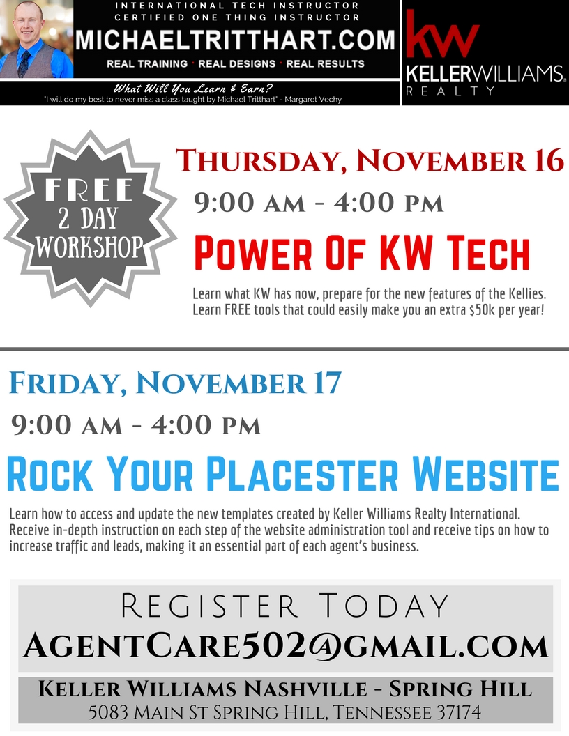 KW Nashville-Spring Hill - Power of KW Tech & Rock Your Placester Website