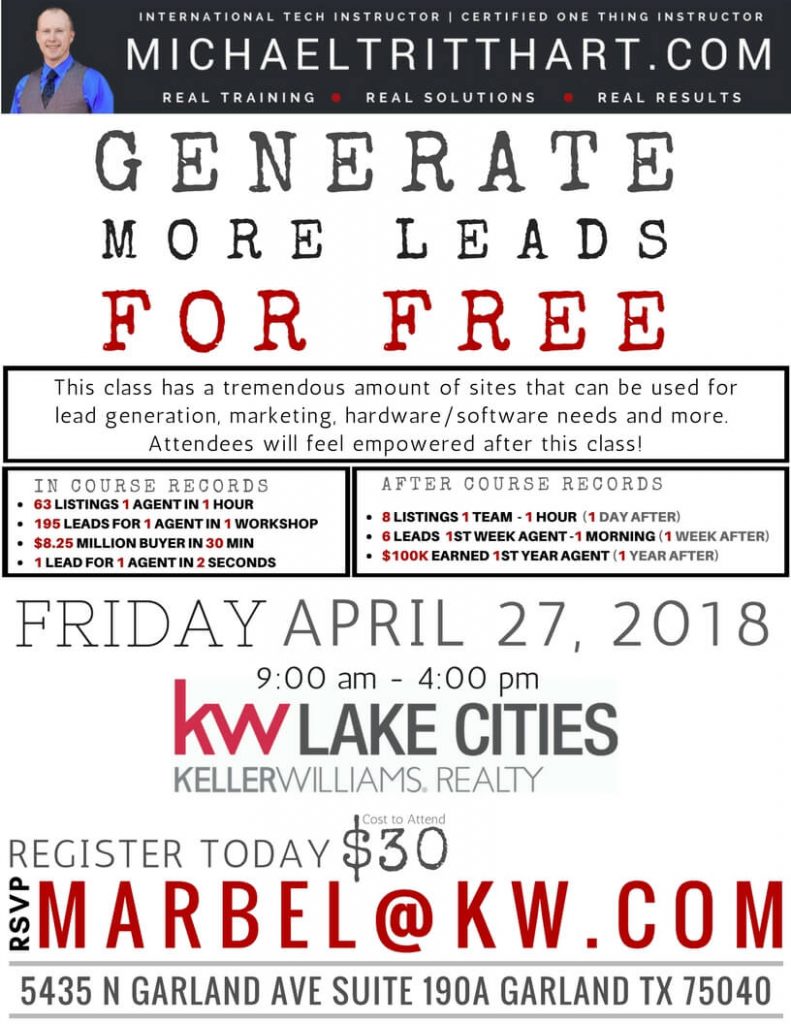 4.27.18 - Generate More Leads For Free - KW Lake Cities (1)