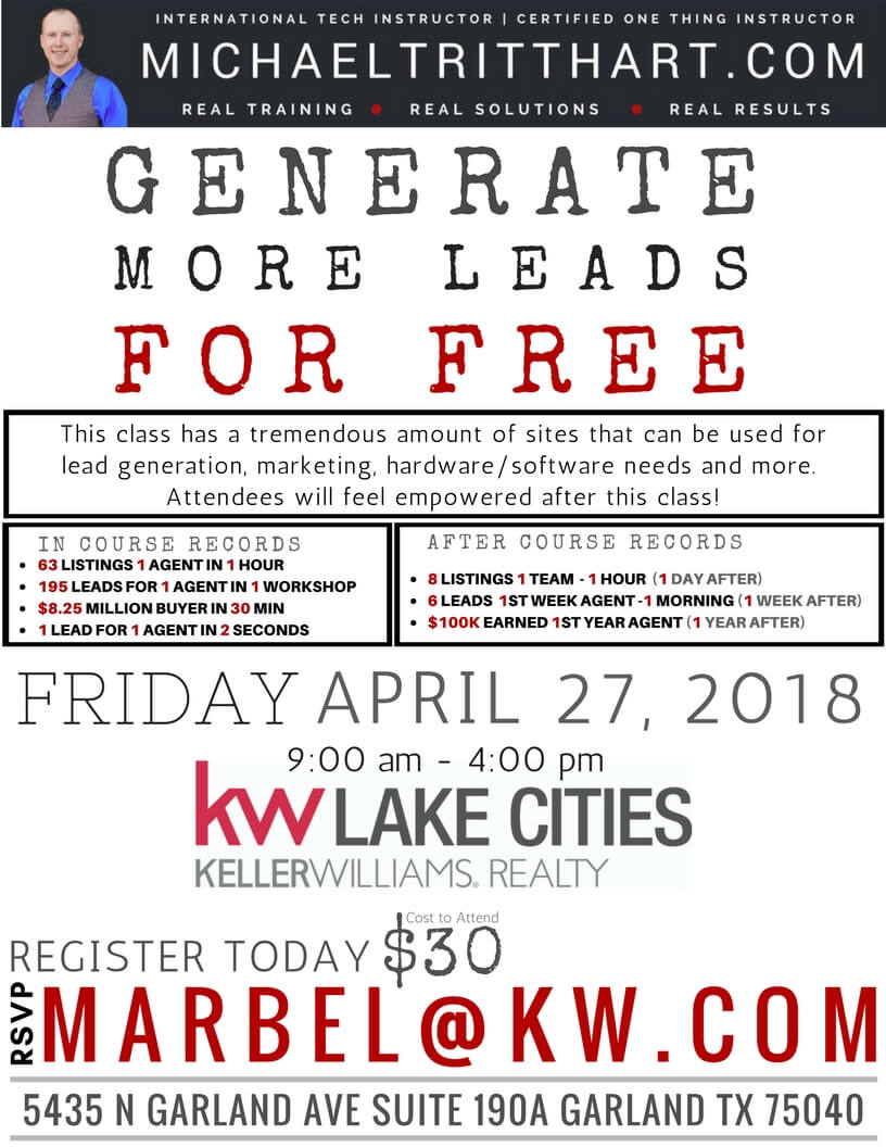 4.27.18 - Generate More Leads For Free - KW Lake Cities (1)