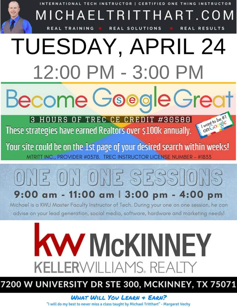 4.24.18 - KW McKinney - Become Google Great