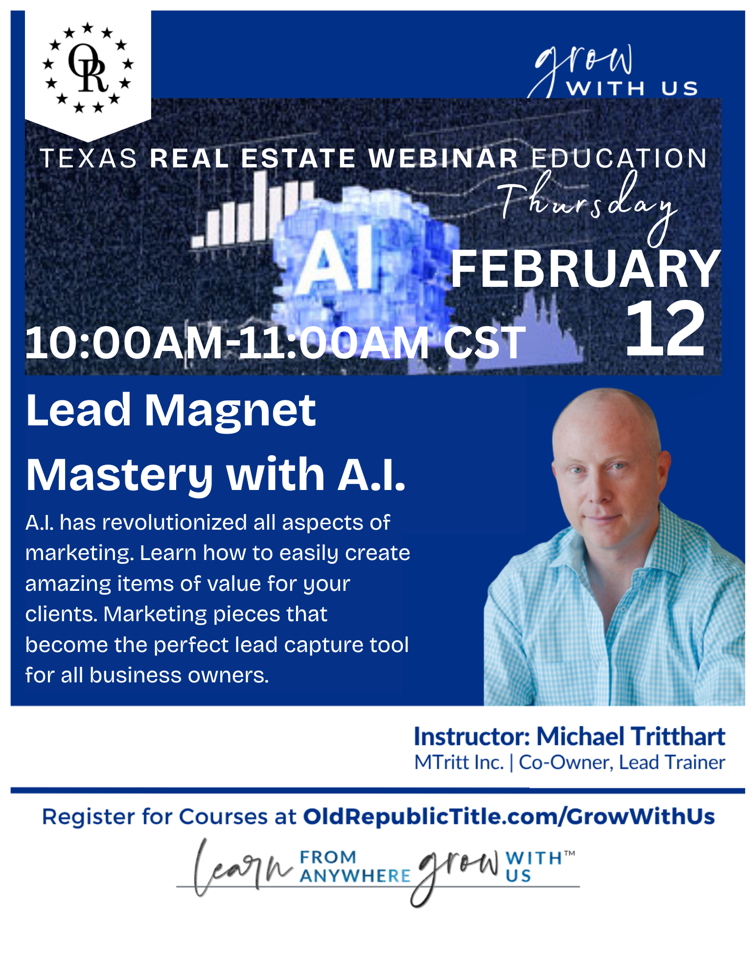 Lead Magnet Mastery With A.I. | Old Republic Title | Webinar via Zoom